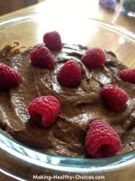 Chocolate pudding with raspberries
