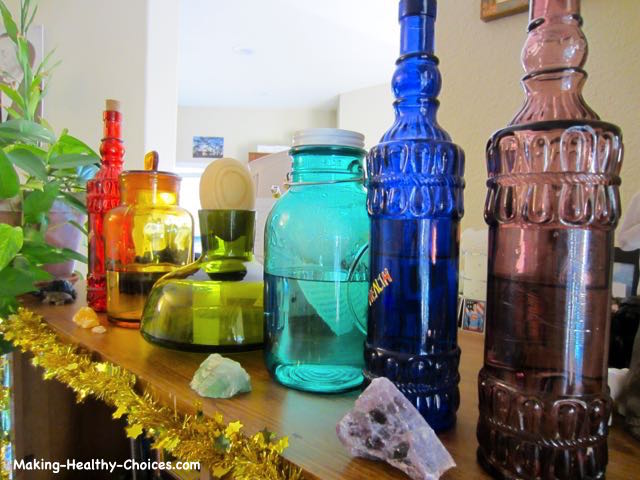 Storing Water in Coloured Glass Bottles