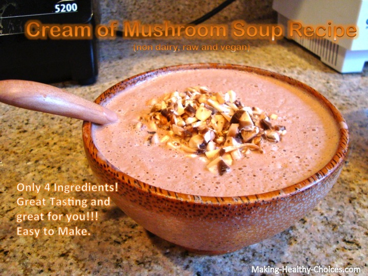 This cream of mushroom soup recipe is all raw, vegan and delicious.  