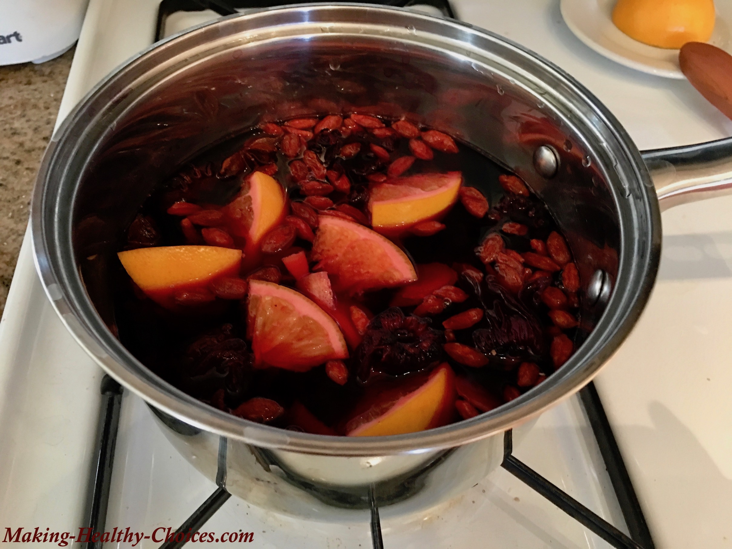 hibiscus syrup simmering