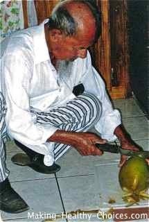 Fresh Coconut being Opened