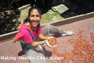 Nadia holding Raw Cacao Beans